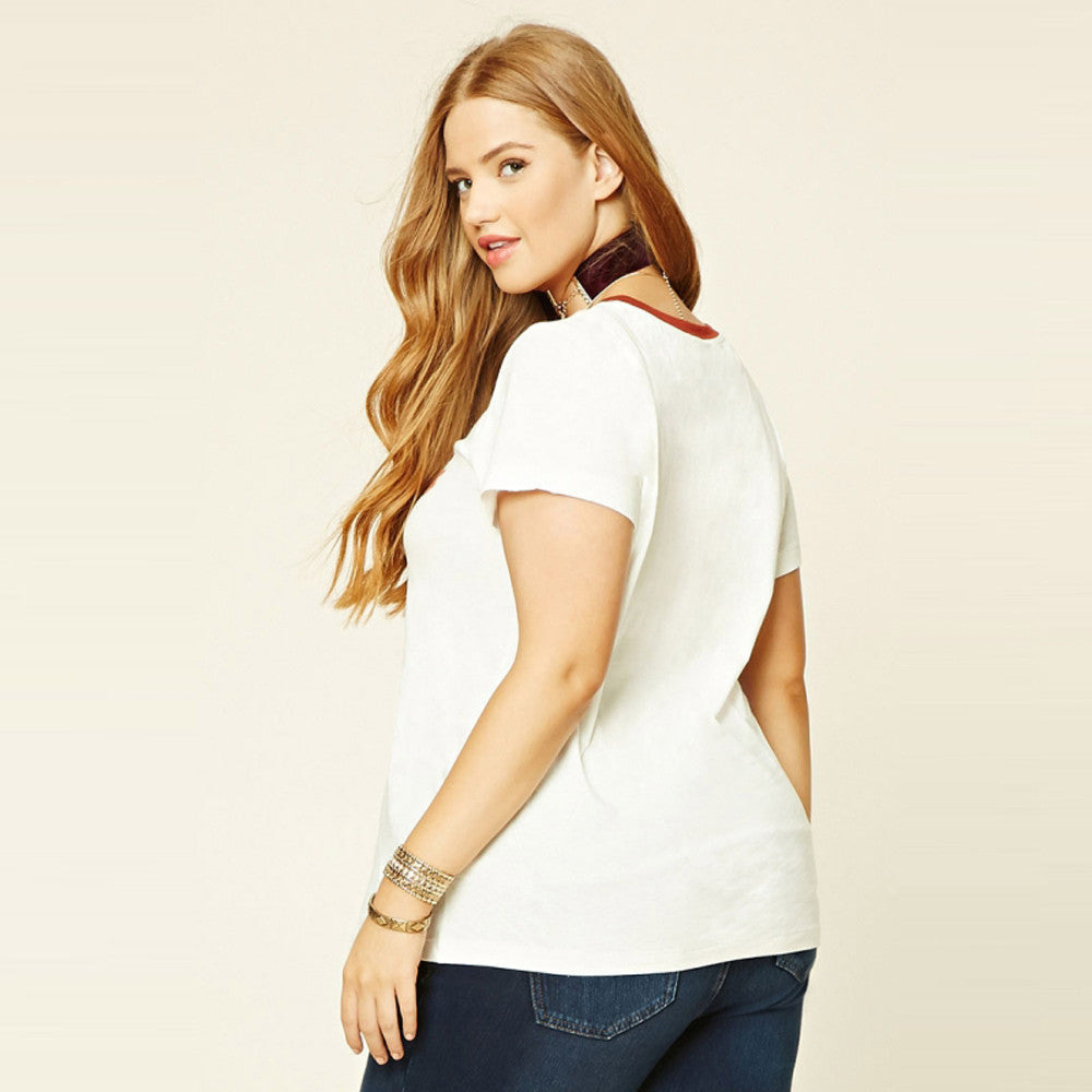 White T-Shirt, Plus size white t-shirt, plus size tee, Tops-kanndie