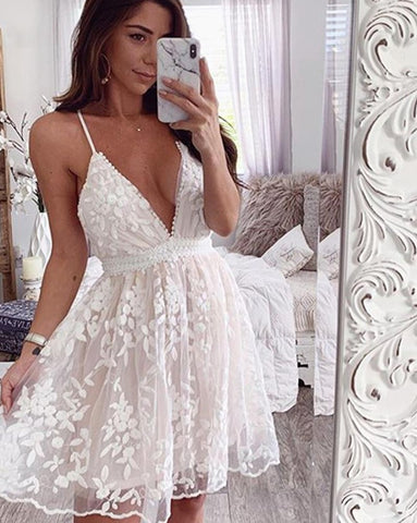 Without A Doubt White Lace Mini Dress