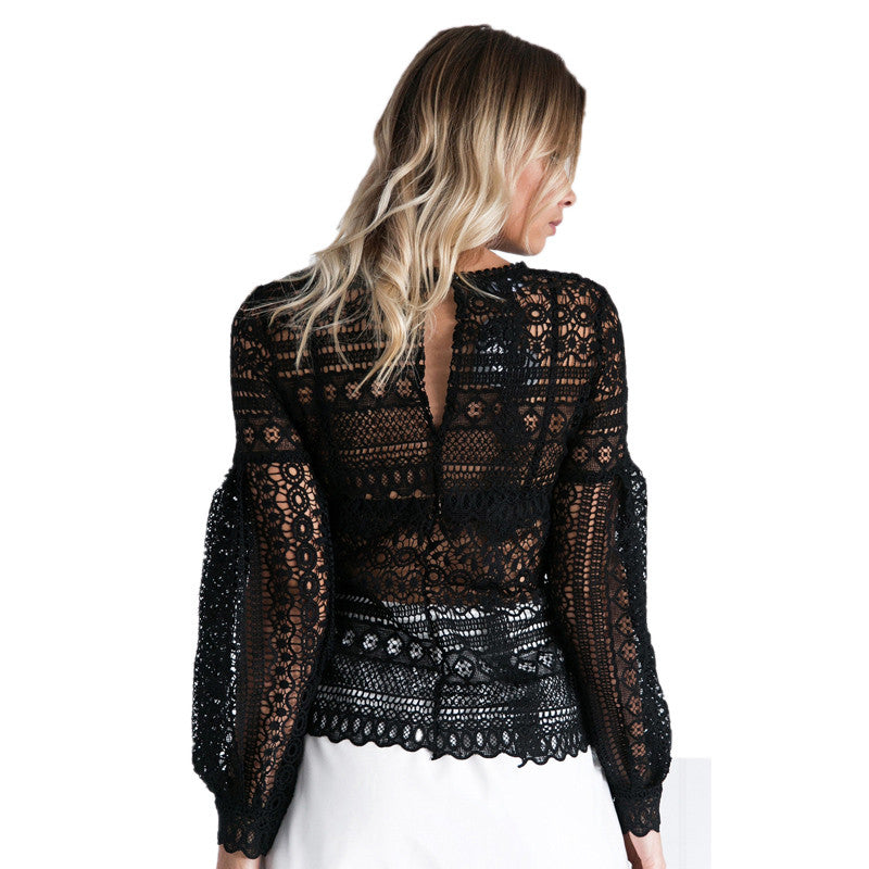Lace Lantern Sleeve Top, Tops, Lace Tops