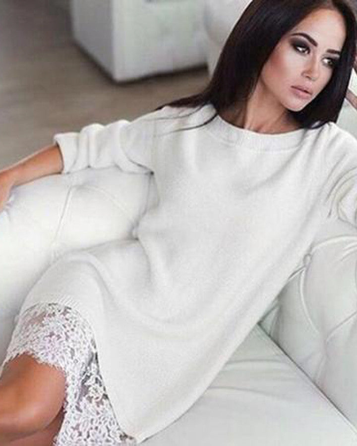 Lace Patchwork Knitted Dress