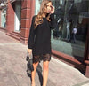 Lace Patchwork Knitted Dress, Casual Dress, Lace Dress, Black Dress, Little Black Dress, White Dress