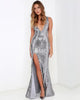 Silver Sequin Maxi Gown