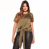 Olive tie front blouse, Plus size tops, tops, kanndie