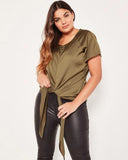 Olive Tie Front Blouse