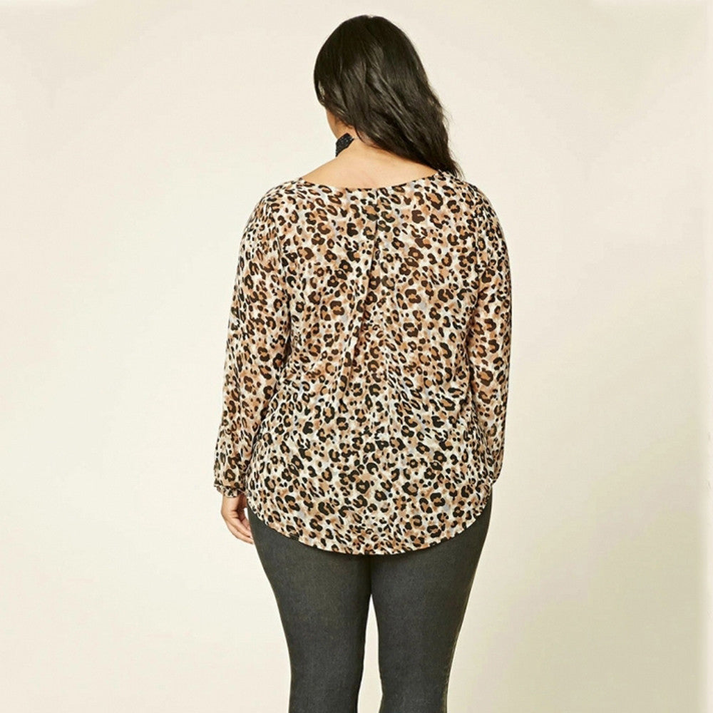 Leopard Print Top, Cross lace up top, plus size tops, tops-kanndie