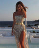 Strapless Sequin Floor Length Dress