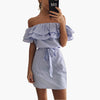 Off The Shoulder Ruffles Striped Dress