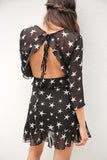 Hollow-out-backless-star-printed-dress
