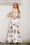 White Floral Print Summer Maxi Dress