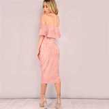 off-the-shoulder-dress-ruffles-dress-pink-dress-suede-dress