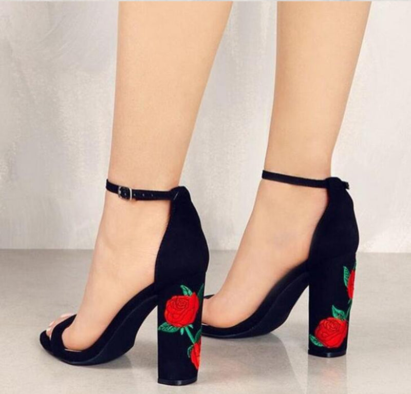Block-heel-sandals-chunky-heels-rose-heel-shoes-rose-applique-shoes