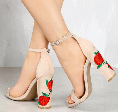 Embellished Block Heel Sandals