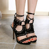 Silver Studs Peep-Toe Stilettos