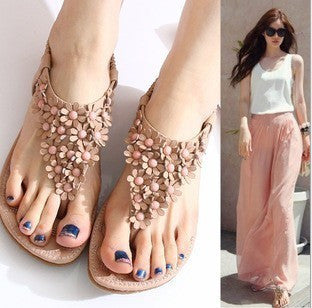 Flower Style Soft Leather Sandals