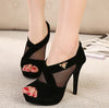 Sexy Suede Black Peep-toe Platform Pumps