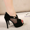 Sexy Suede Black Peep-toe Platform Pumps