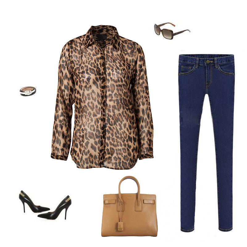 Leopard Print Shirt, Office Wear, Leopard Print Blouse